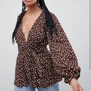 ASOS Polka Dot Belted Top